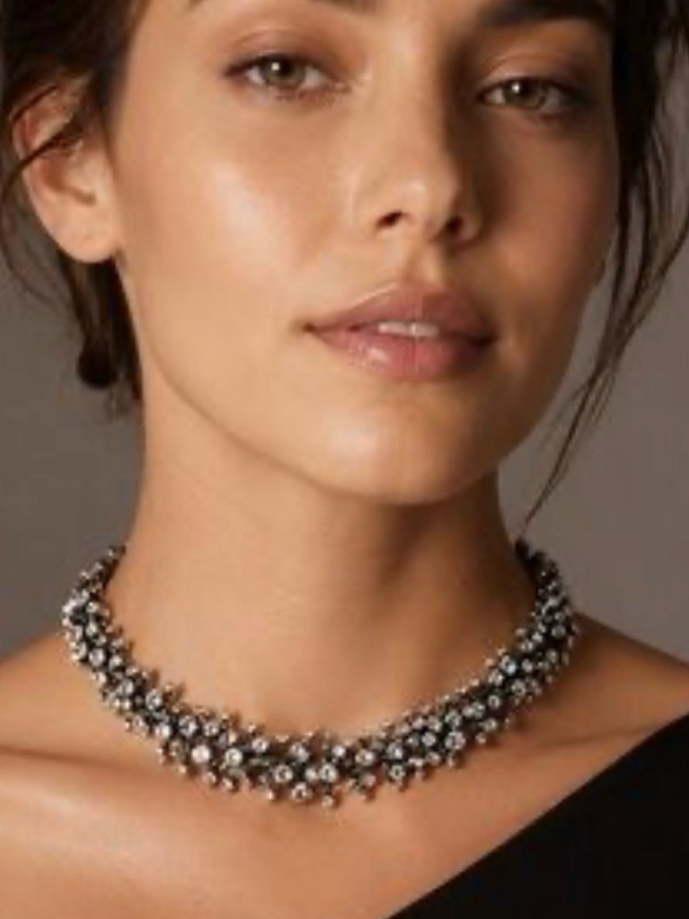 Zara chunky rhinestone collar bib necklace formal dressy designer jewelry